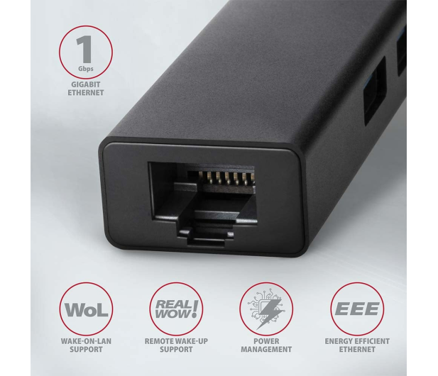 Axagon HMA-GL3A SuperSpeed USB-A hub + gigabit LAN - 1485449 - zdjęcie 4